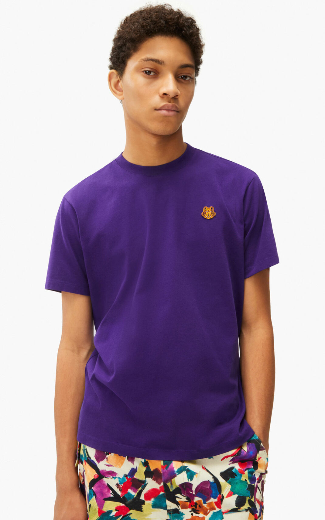 Camiseta Kenzo Tiger Crest Masculino - Roxo | 902ABOPTQ